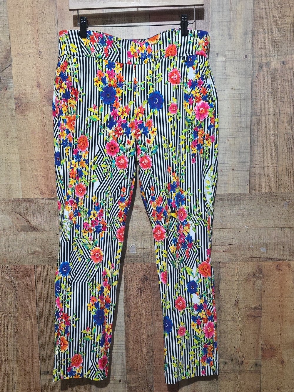 Attyre Floral Striped Pants in Black, White, Pink, Yellow, Blue